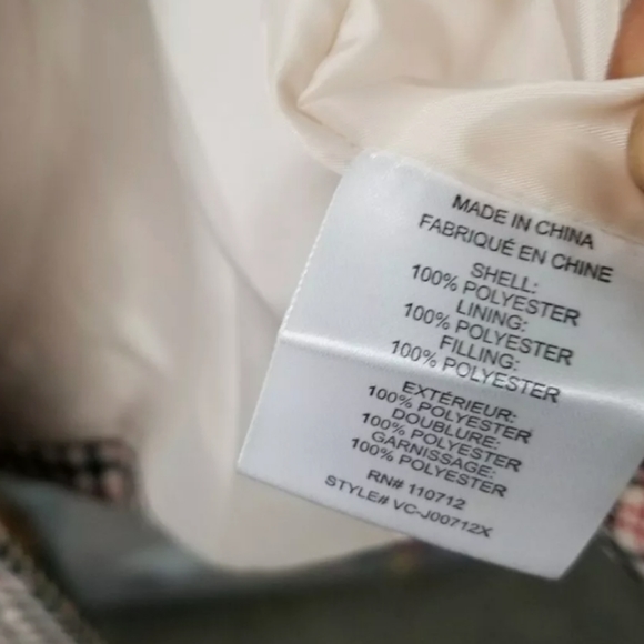 NEW Vigoss Plaid Puffer Coat Sz 1X TanTartan Plaid Print Quilted Fabric Jacket - Picture 6 of 7